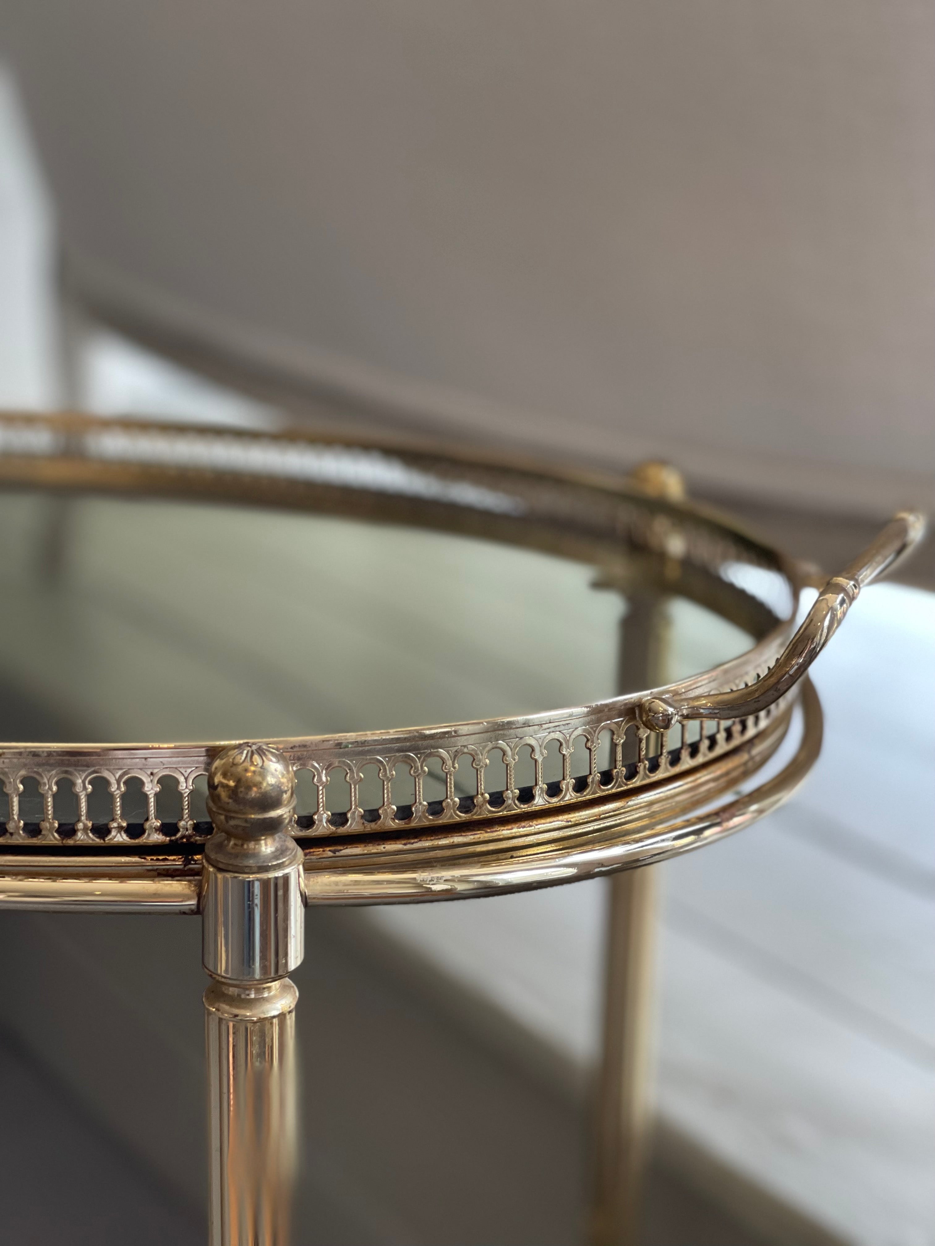 Mid Century French small oval drinks trolley