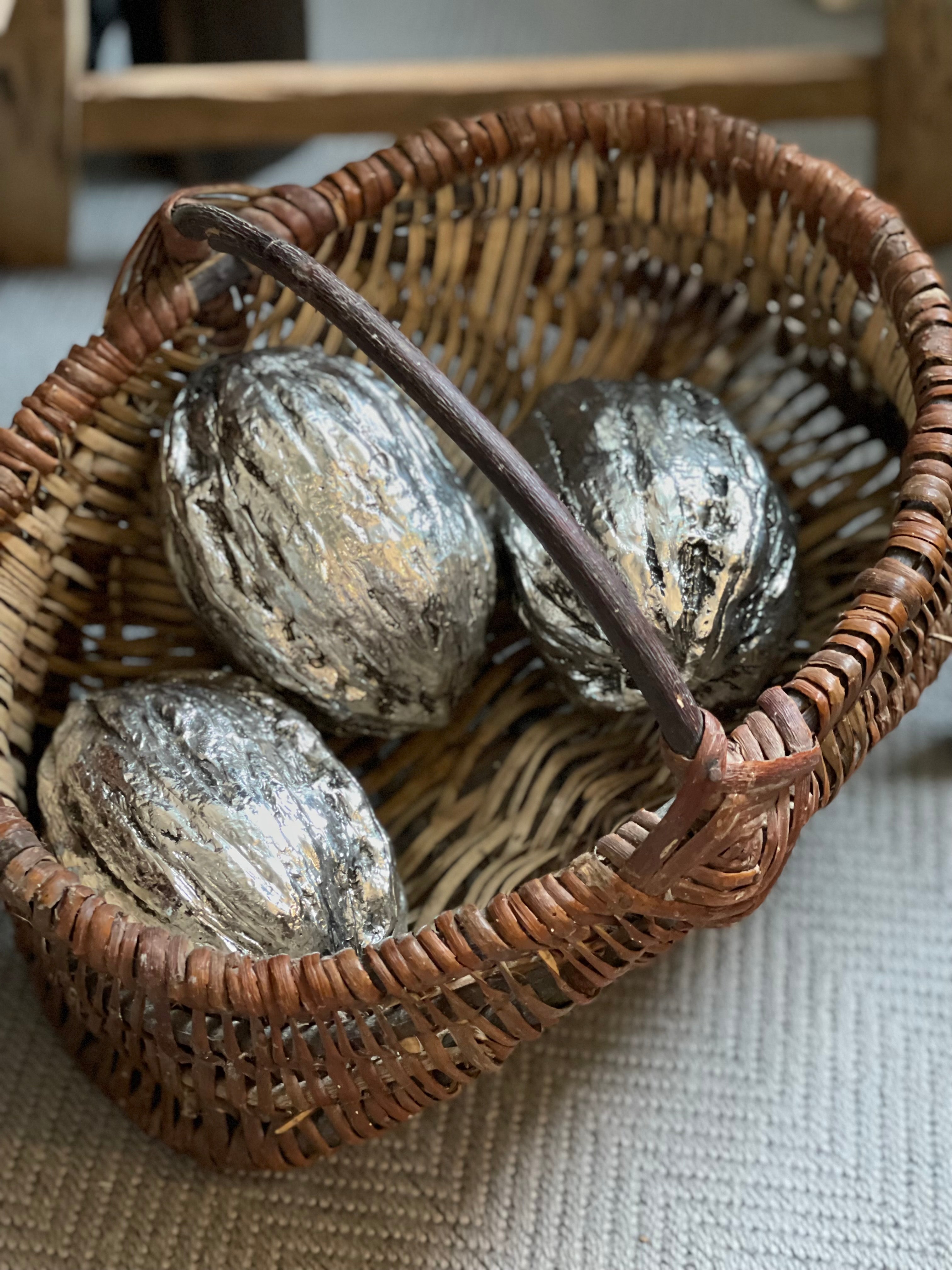 Large silver walnut decoration