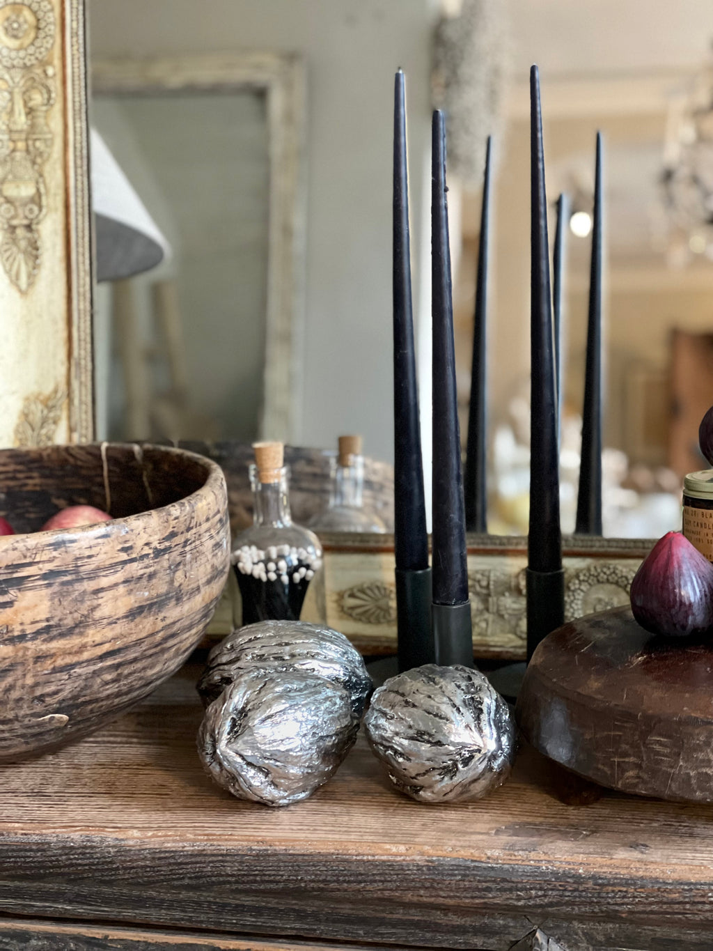 Large silver walnut decoration