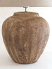 Beautiful Large Textured Terracotta Jar lamp with Linen shade