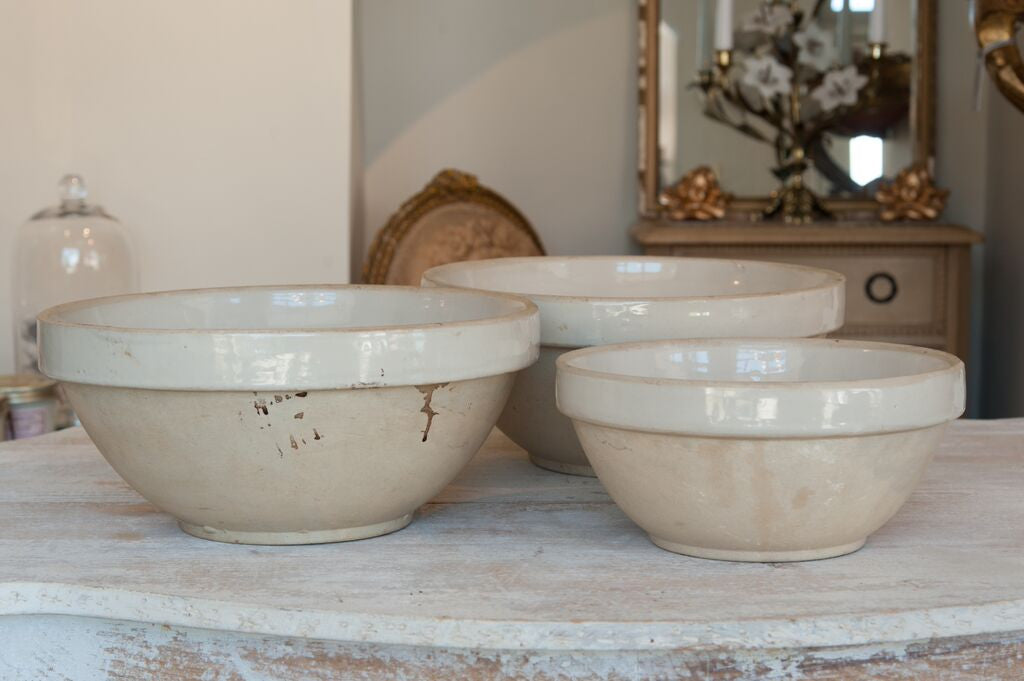 Beautiful Vintage French Stoneware Bowls - Decorative Antiques UK  - 3