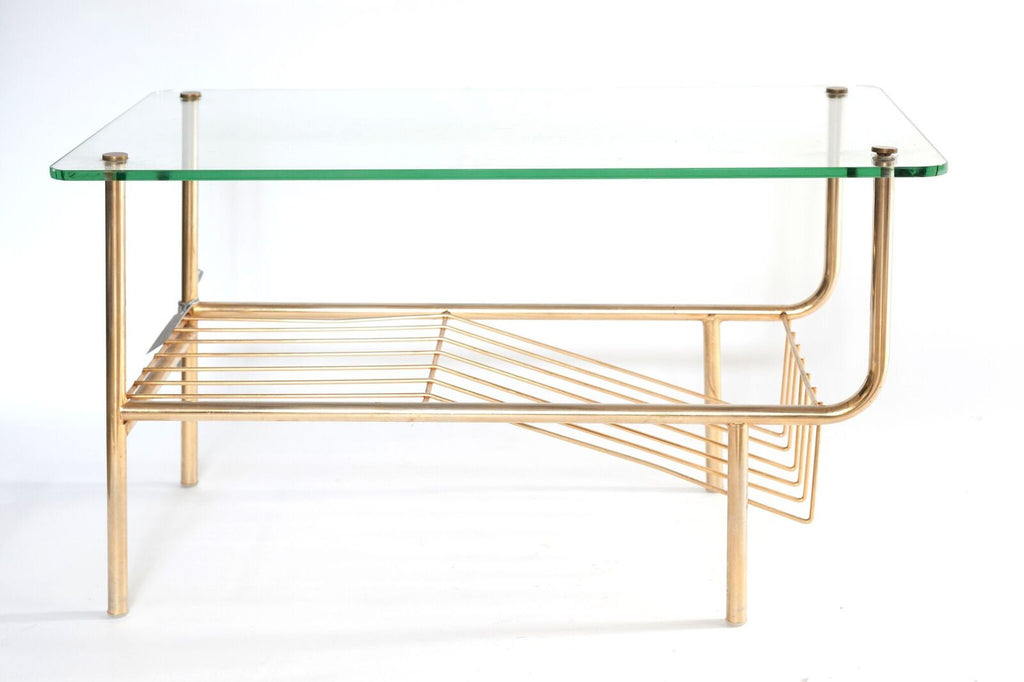 Stylish Mid Century French Glass Magazine Rack/Side Table
