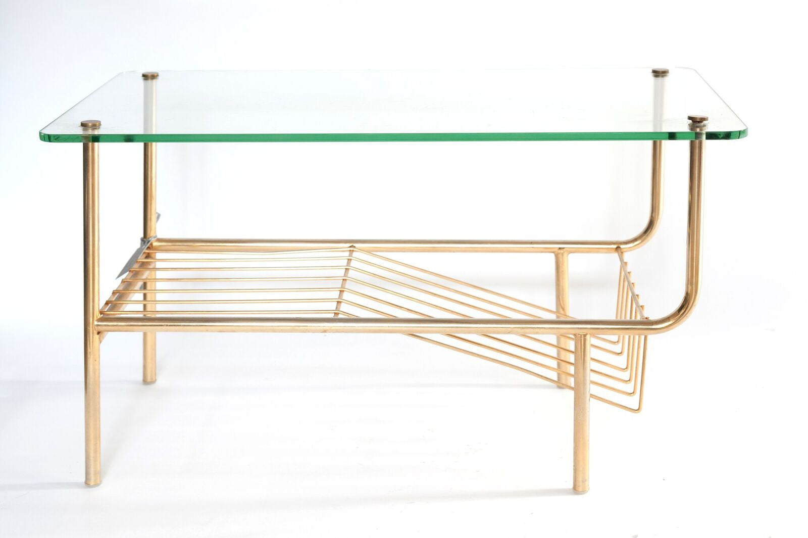 Stylish Mid Century French Glass Magazine Rack/Side Table