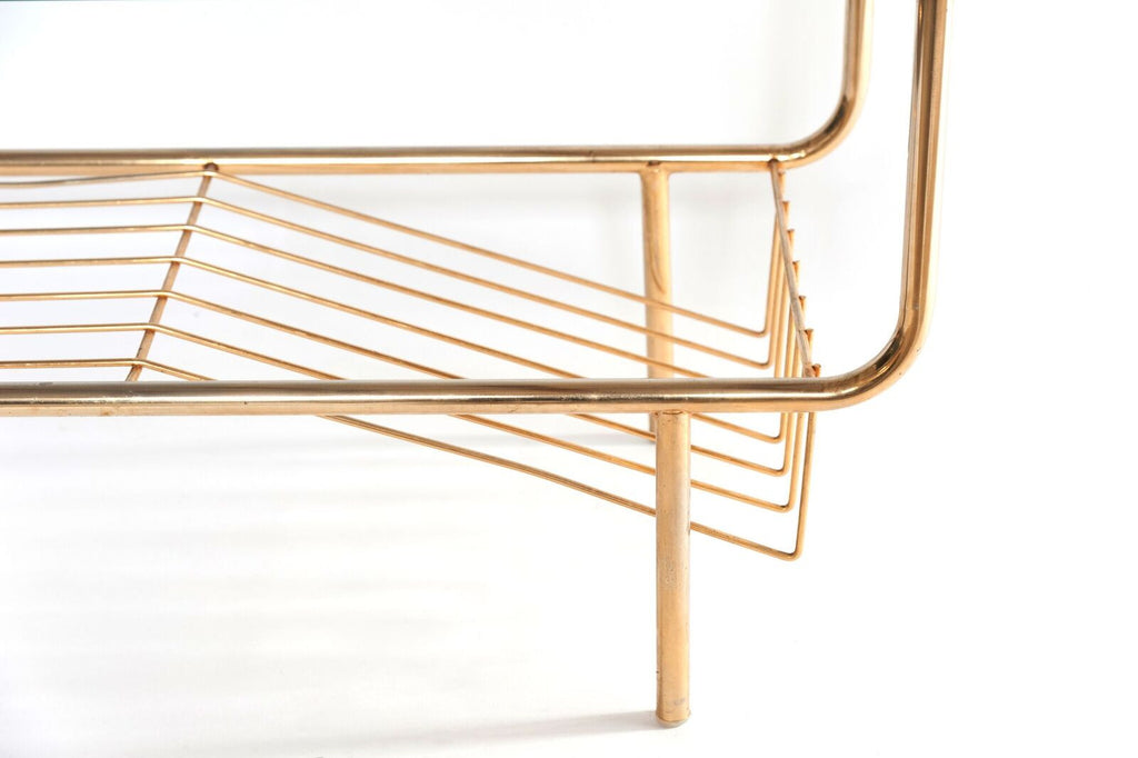 Stylish Mid Century French Glass Magazine Rack/Side Table