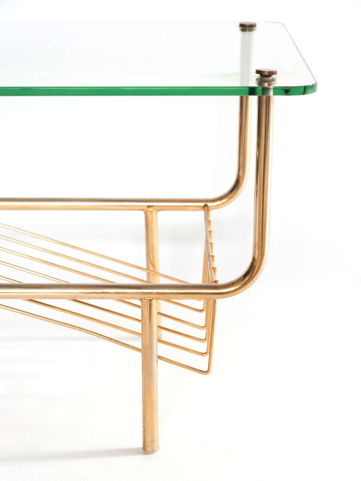 Stylish Mid Century French Glass Magazine Rack/Side Table