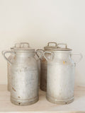 Vintage French Nestle Aluminium Lidded Milk Churns