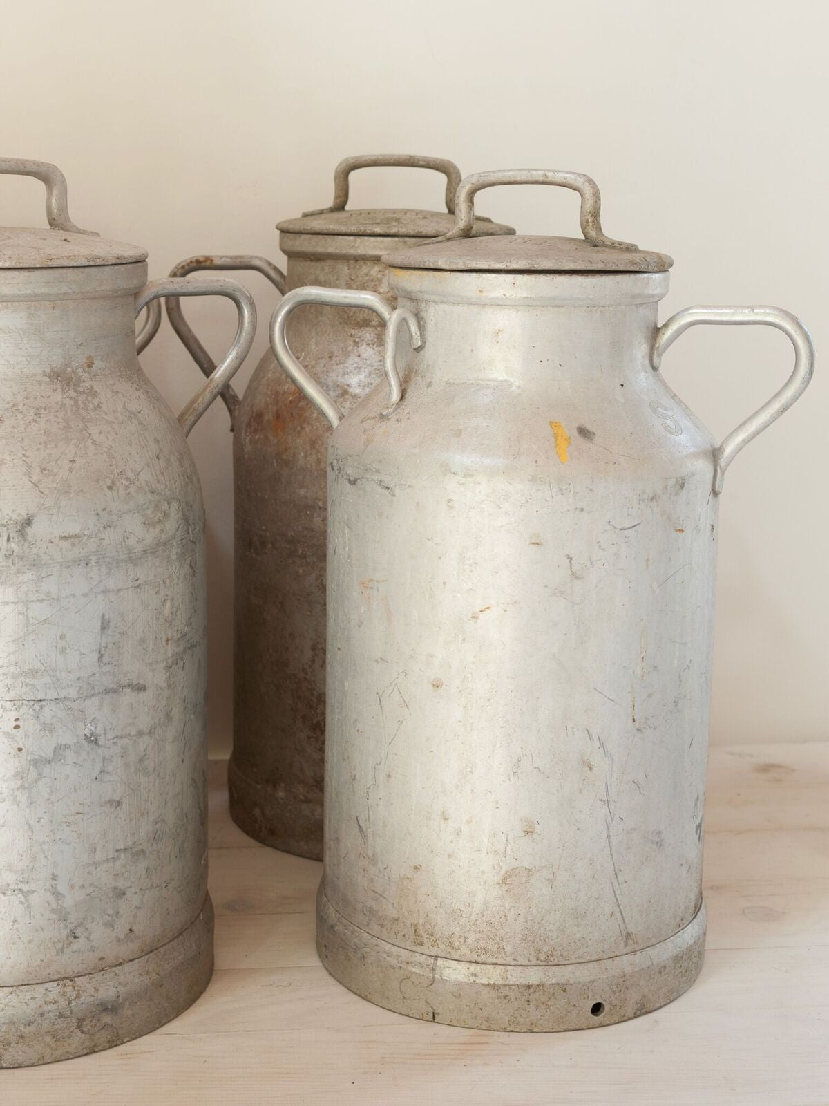 Vintage French Nestle Aluminium Lidded Milk Churns