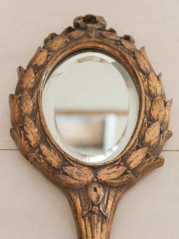 Antique French Gilt Hand Mirror - Decorative Antiques UK  - 1