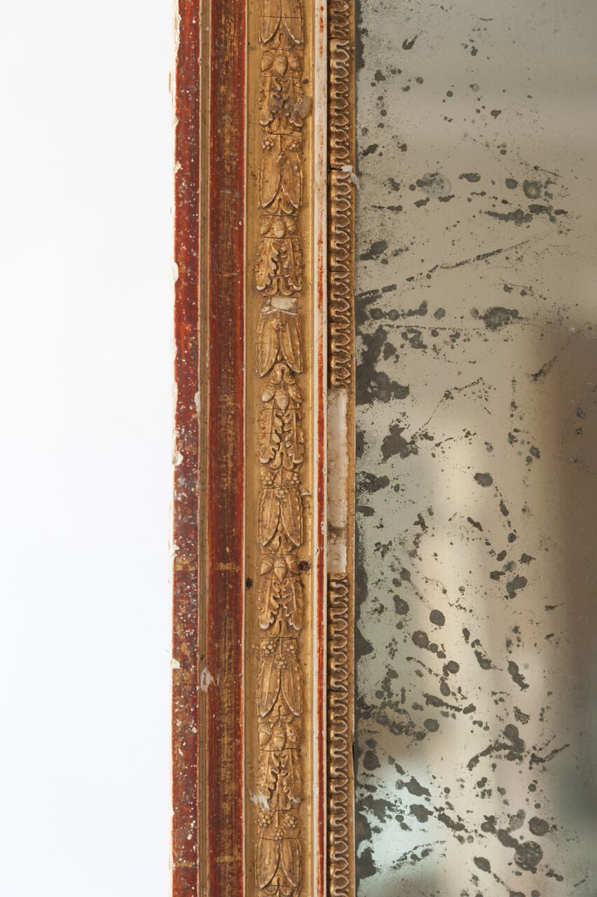 Antique French Gilt Mercury Glass Mirror with amazing foxed glass