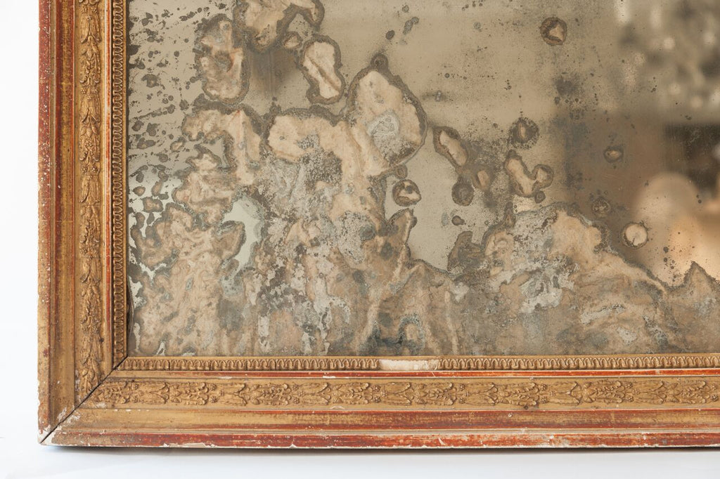 Antique French Gilt Mercury Glass Mirror with amazing foxed glass