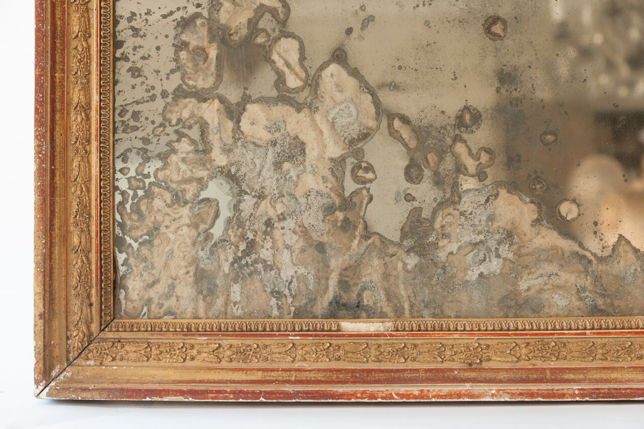 Antique French Gilt Mercury Glass Mirror with amazing foxed glass