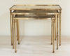Mid Century French Brass Nesting tables with Verre eglomise tops