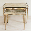 Mid Century French Brass Nesting tables with Verre eglomise tops