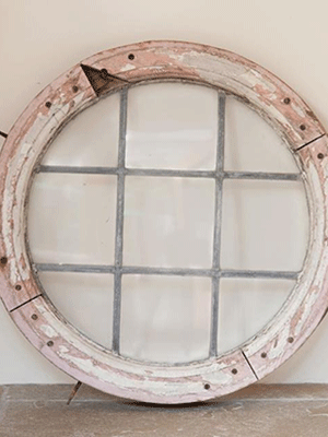 Antique French Round Wooden Window with original paint, lead and glass - Decorative Antiques UK  - 1