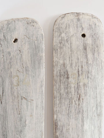 Pair Vintage Paddle Oars, with a pale grey white wash finish