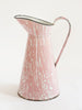 Antique French Pink and White Enamel Pitcher Jug