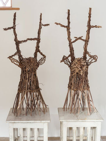 Pair Willow Stag Heads - Decorative Antiques UK  - 1