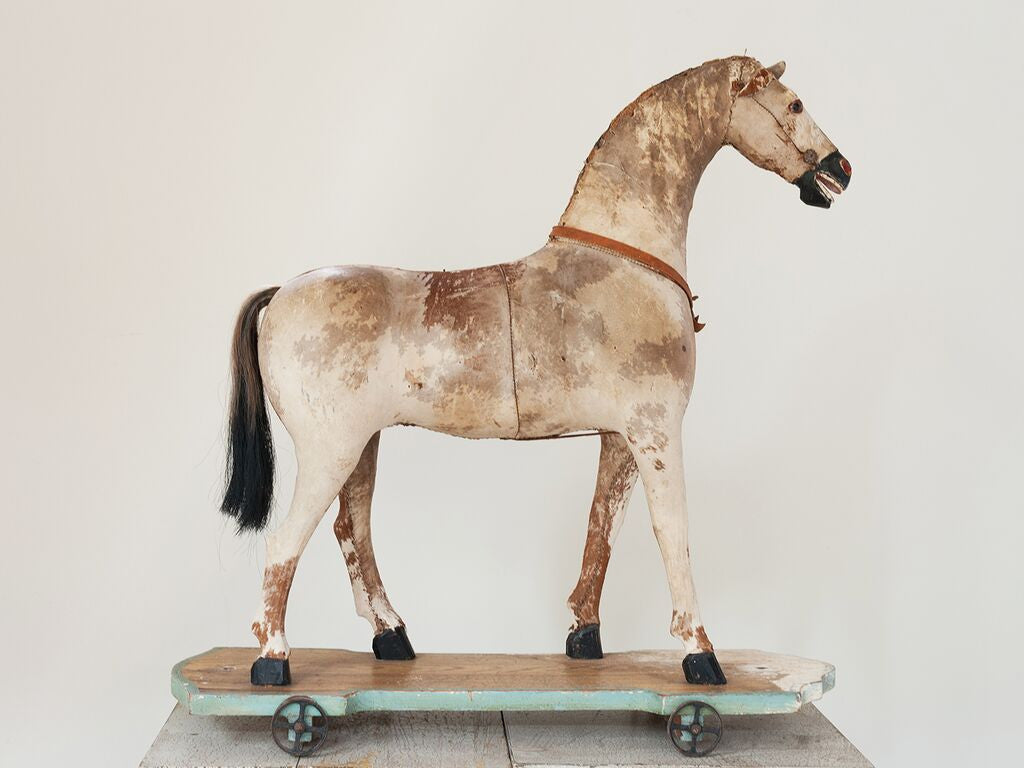 Stunning Antique French Decorative Toy Horse on Wheels - Decorative Antiques UK  - 5