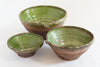 Set 3 Antique French Tian Bowls with Green glaze