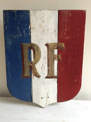 Vintage French Republique Francais Flag Shield - Decorative Antiques UK  - 1