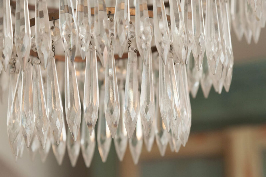 Beautiful 1920's Crystal Waterfall Tiered Pendant Chandelier