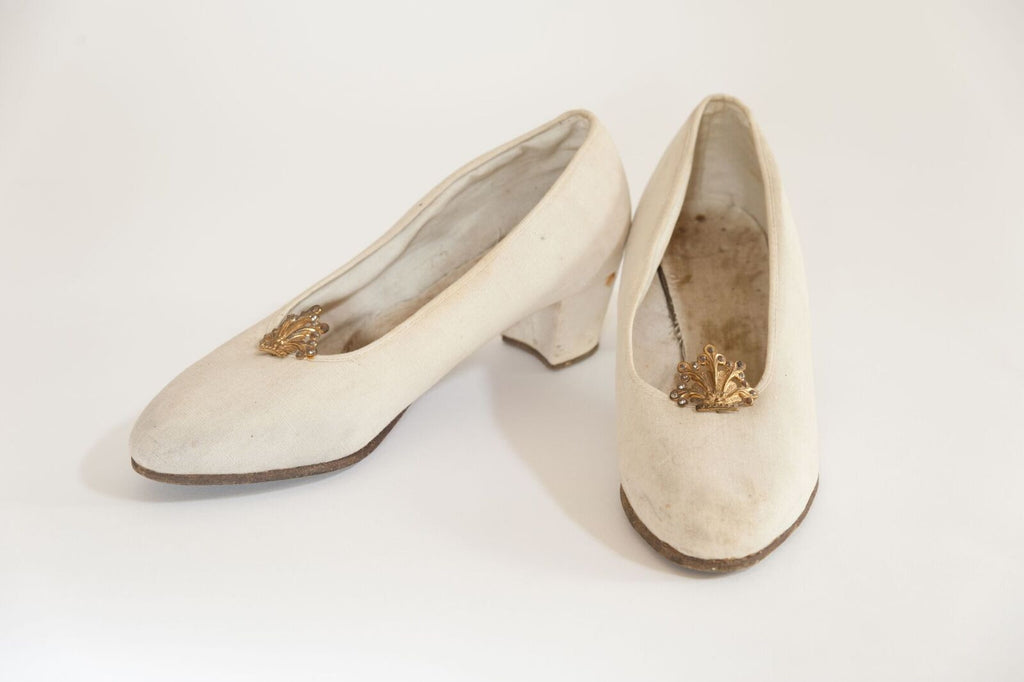 Vintage French Linen Wedding shoes from the 1930's